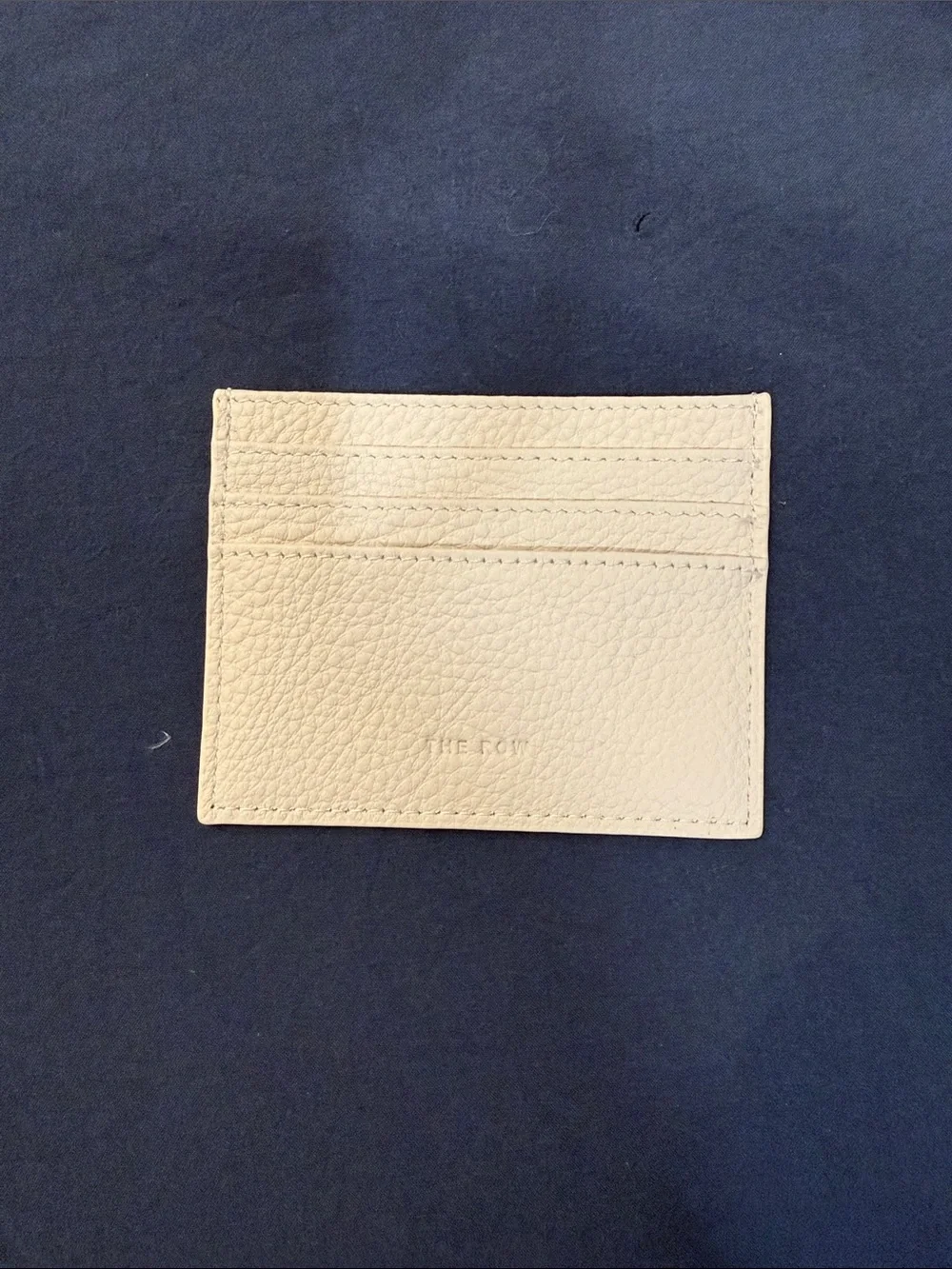 The Row inspired Cream Pebbled Leather Card Case